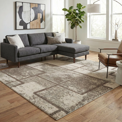 Rhodes Enigma Modern Living Room Contemporary Geometric Area Rugs - 3 Colours Available