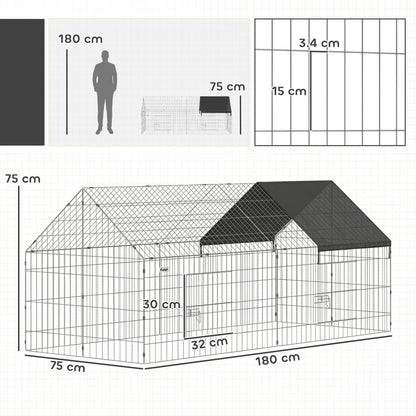 Rabbit Run, Pet Playpen w/ Protective Cover, 180 x 75 x 75 cm, Black