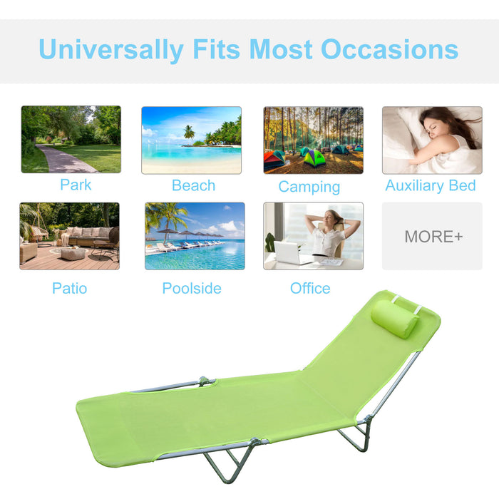 Sun Bed Chair Garden Lounger Recliner Adjustable Back Relaxer Chair Furniture Green