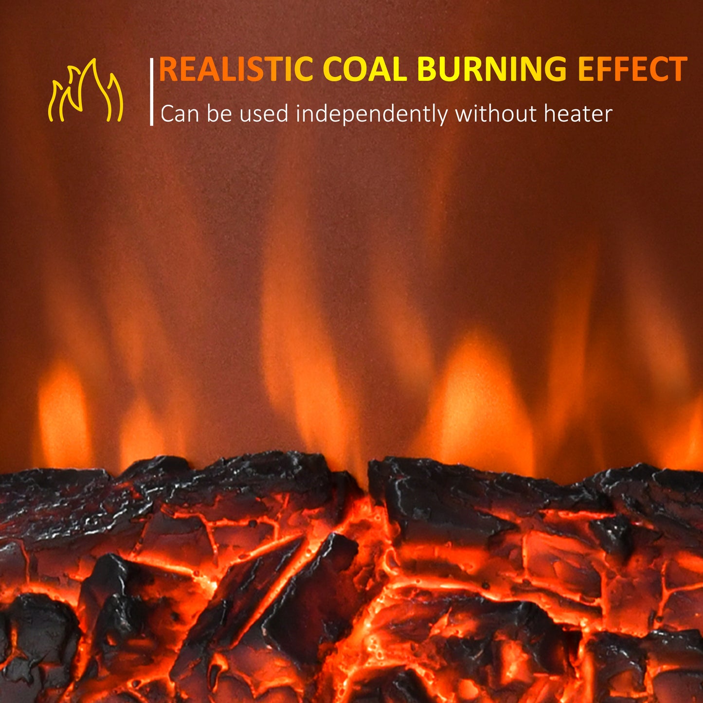 Electric Fireplace 1 & 2KW LED Fire Flame for Living Room Golden