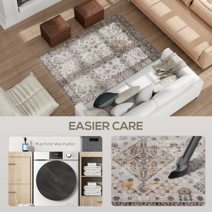 Flannel Non-Slip Washable Rug for Living Room, 170 x 120 cm, Beige