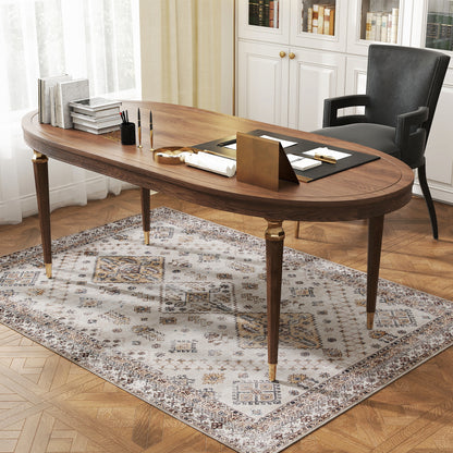 Flannel Non-Slip Washable Rug for Living Room, 170 x 120 cm, Beige