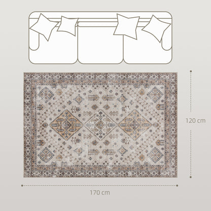 Flannel Non-Slip Washable Rug for Living Room, 170 x 120 cm, Beige