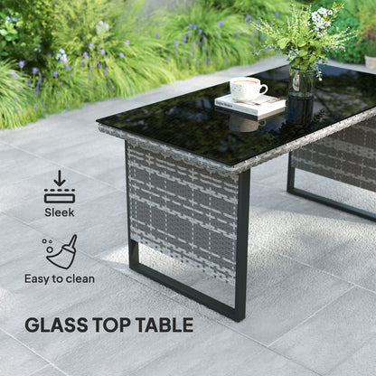 Sectional Outdoor Furniture with Glass Top Table, Light Grey