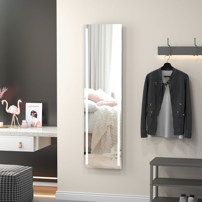 Standing Dressing Mirror with LED Lights, Wall Dressing Mirror for Bedroom with Dimmable and 3 Colour Lighting, White