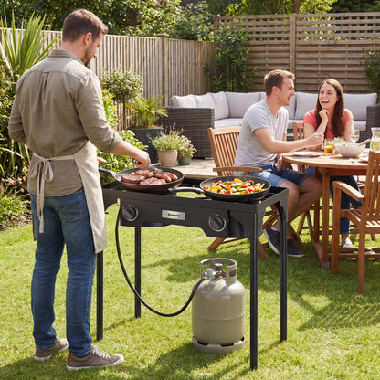 150,000 BTU Double Burner Camping Stove with Detachable Legs Black