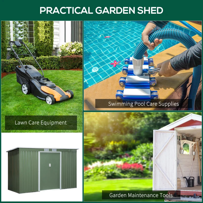 9x4ft Garden Storage Shed Green