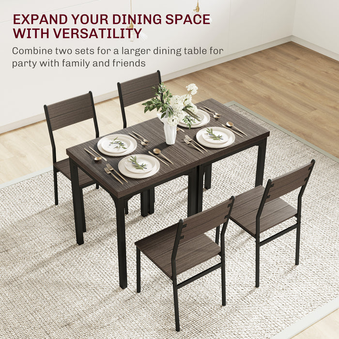 3 Pcs Compact Dining Table 2 Chairs Set Grey Wood Grain