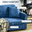 2 Seater Sofa Bed, Convertible Bed Settee, Modern Fabric Loveseat Sofa Couch w/ Cushions, Hidden Storage for Guest Room, Blue