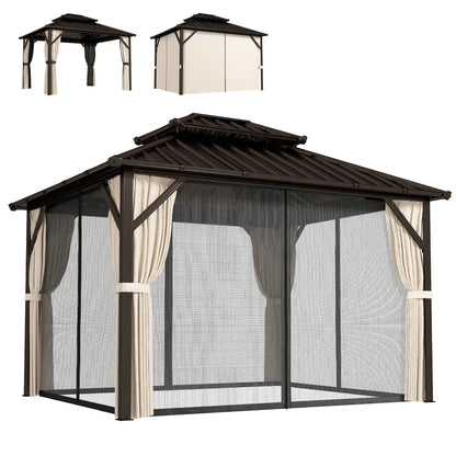 3 x 3.6 m Hardtop Gazebo Canopy with Aluminium Frame, Garden Gazebo