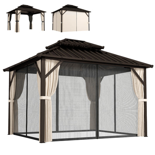 3 x 3.6 m Hardtop Gazebo Canopy with Aluminium Frame, Garden Gazebo