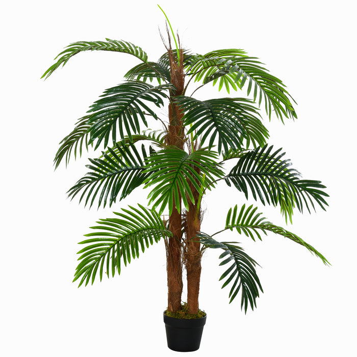 120cm/4FT Artificial Palm Tree Decorative Plant w/ 19 Leaves Nursery Pot Fake Plastic Indoor Outdoor Greenery Home Office D√É¬©cor