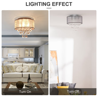 Modern Crystal Chandelier Flush Mount Ceiling Light for Bedroom, 40cm