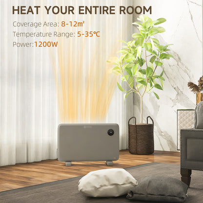 Electric Convector Heater, Quiet Space Heater w/ LED Display, Grey