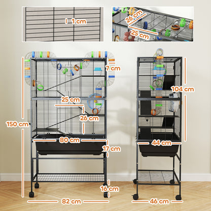 Hamster Cage, 5 Tier Gerbil Cage on Wheels with Storage Shelf