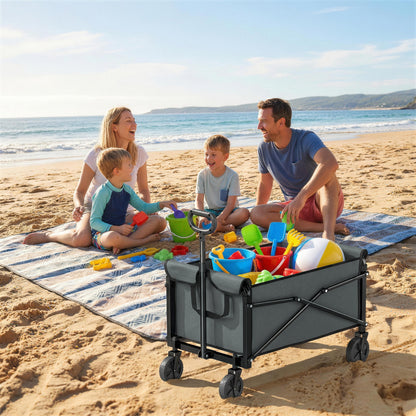 81L Festival Trolley on Wheels, Garden Folding Trolley Cart, Grey