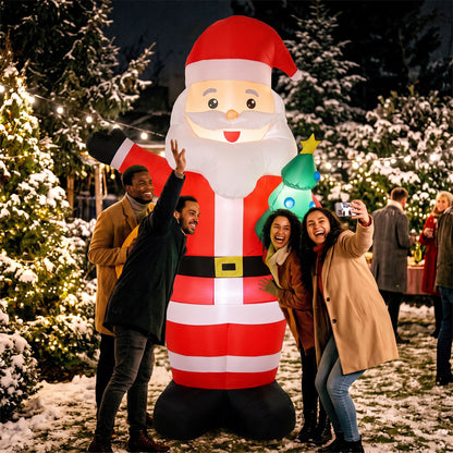 8FT Inflatable Christmas Decoration with Bright LED Light, Red