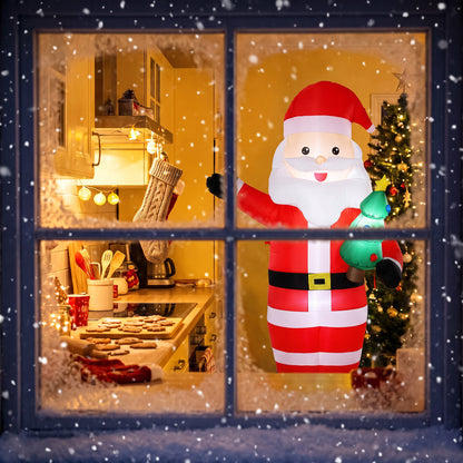 8FT Inflatable Christmas Decoration with Bright LED Light, Red