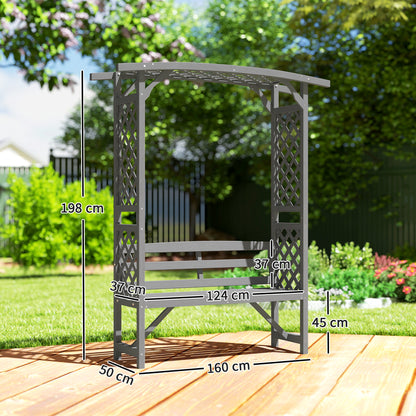 Arch Pergola Garden Bench, Wooden Garden Arbour with Seat, Grey