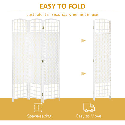 3 Panel Folding Room Divider, Privacy Screen, Freestanding Paravent Partition Separator for Living Room, Bedroom and Office, 120 x 170cm, White