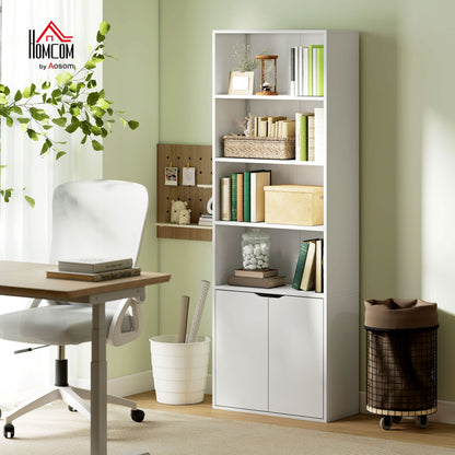 2 Door 4 Shelves Bookcase Wooden Storage Cabinet Display Unit White