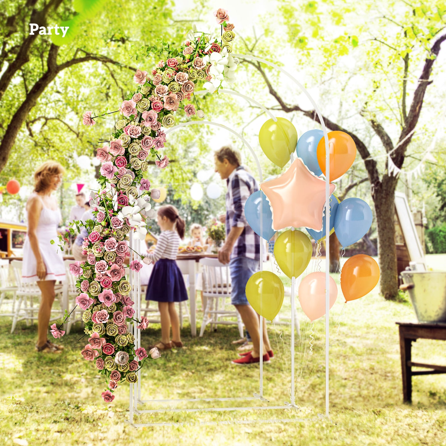 Wedding Arch Frame Set, 2.2, 2, 1.8 m Arch Backdrop Stand White