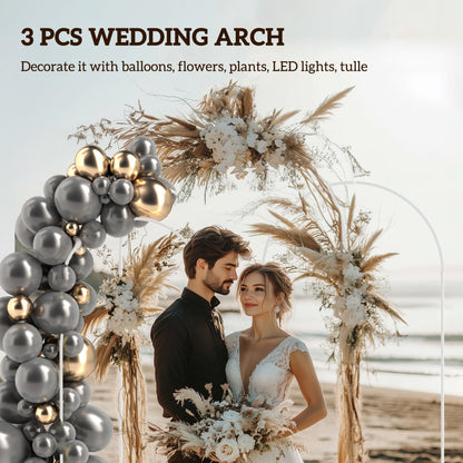 Wedding Arch Frame Set, 2.2, 2, 1.8 m Arch Backdrop Stand White