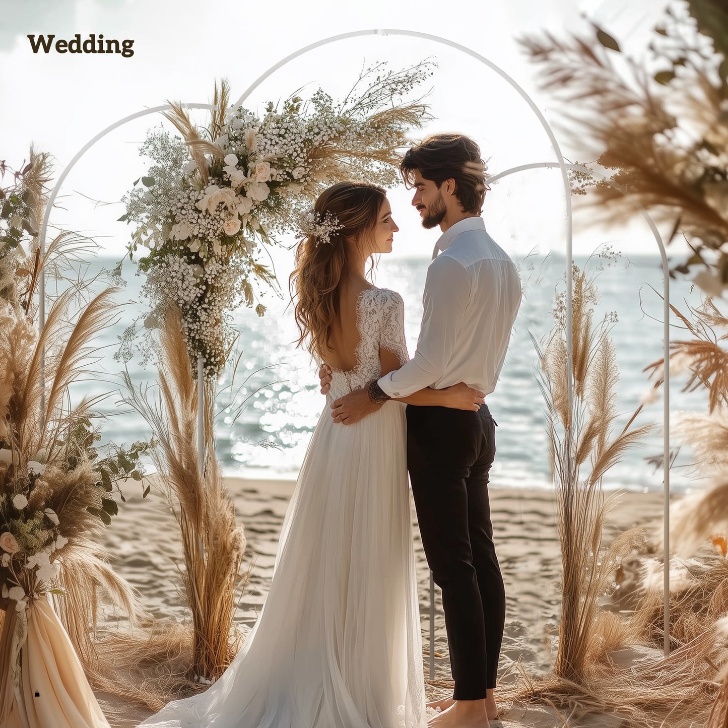 Wedding Arch Frame Set, 2.2, 2, 1.8 m Arch Backdrop Stand White