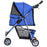 Dog Pram Pet Travel Stroller Dog Pushchair W/Three Wheels-Blue