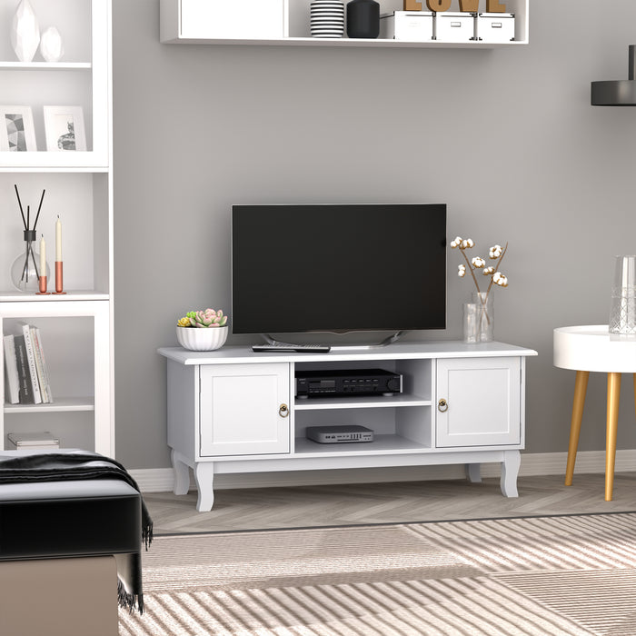 TV Stand Unit Corner Table, MDF-Ivory White