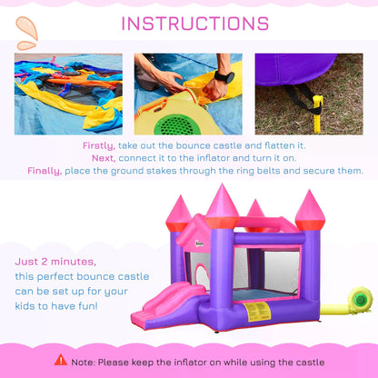 Kids Bounce Castle House Inflatable Trampoline Slide 2 in 1 with Inflator for Kids Age 3-12 Multi-color 3.5 x 2.5 x 2.7m