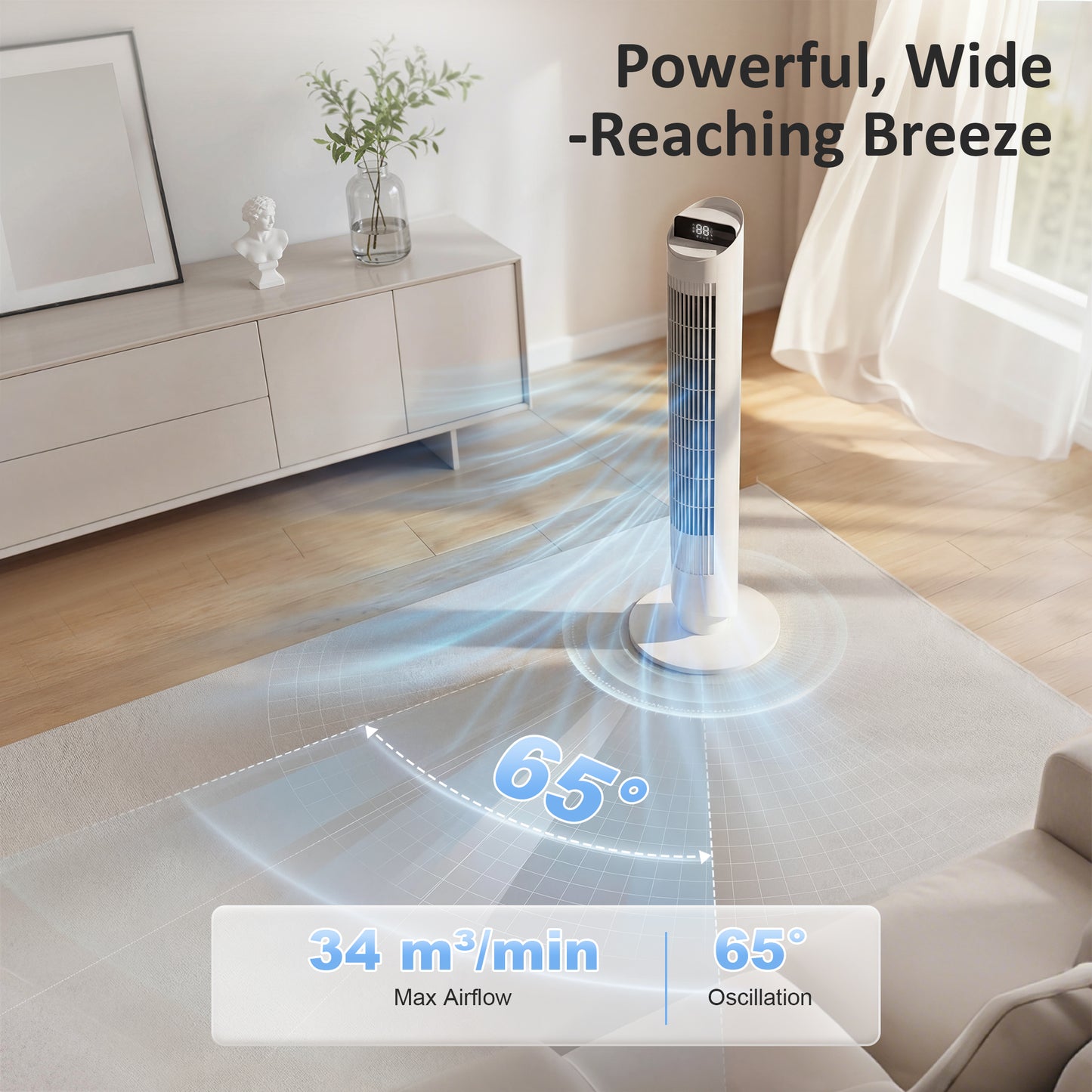 Tower Fan WiFi App Control 101.8 cm White
