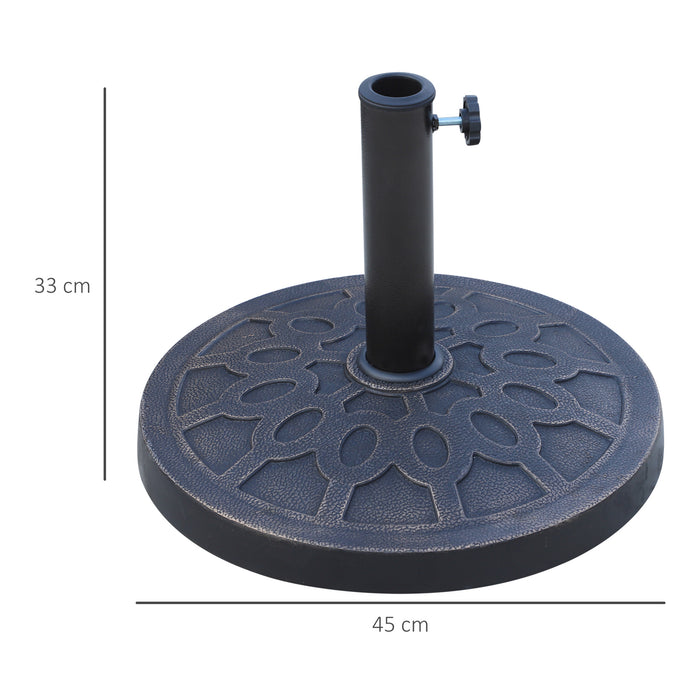 13kg Resin Umbrella Stand Holder, Garden Parasol Base for 38mm or 48mm Outdoor Umbrella Poles, Bronze Tone