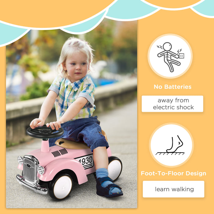 Foot to Floor Slider with Steering Wheel, for Ages 12-36 Months -  Pink