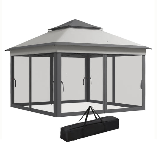3 x 3(m) Pop Up Gazebo, Height Adjustable Instant Event Shelter with Netting and Carrying Bag, Grey