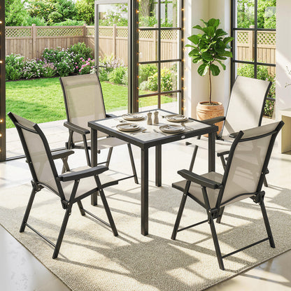 5 Pieces Outdoor Dining Set, Garden Dining Set for 4, Brown