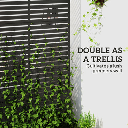 Outdoor Privacy Screen, Freestanding Outdoor Divider, Striped Black