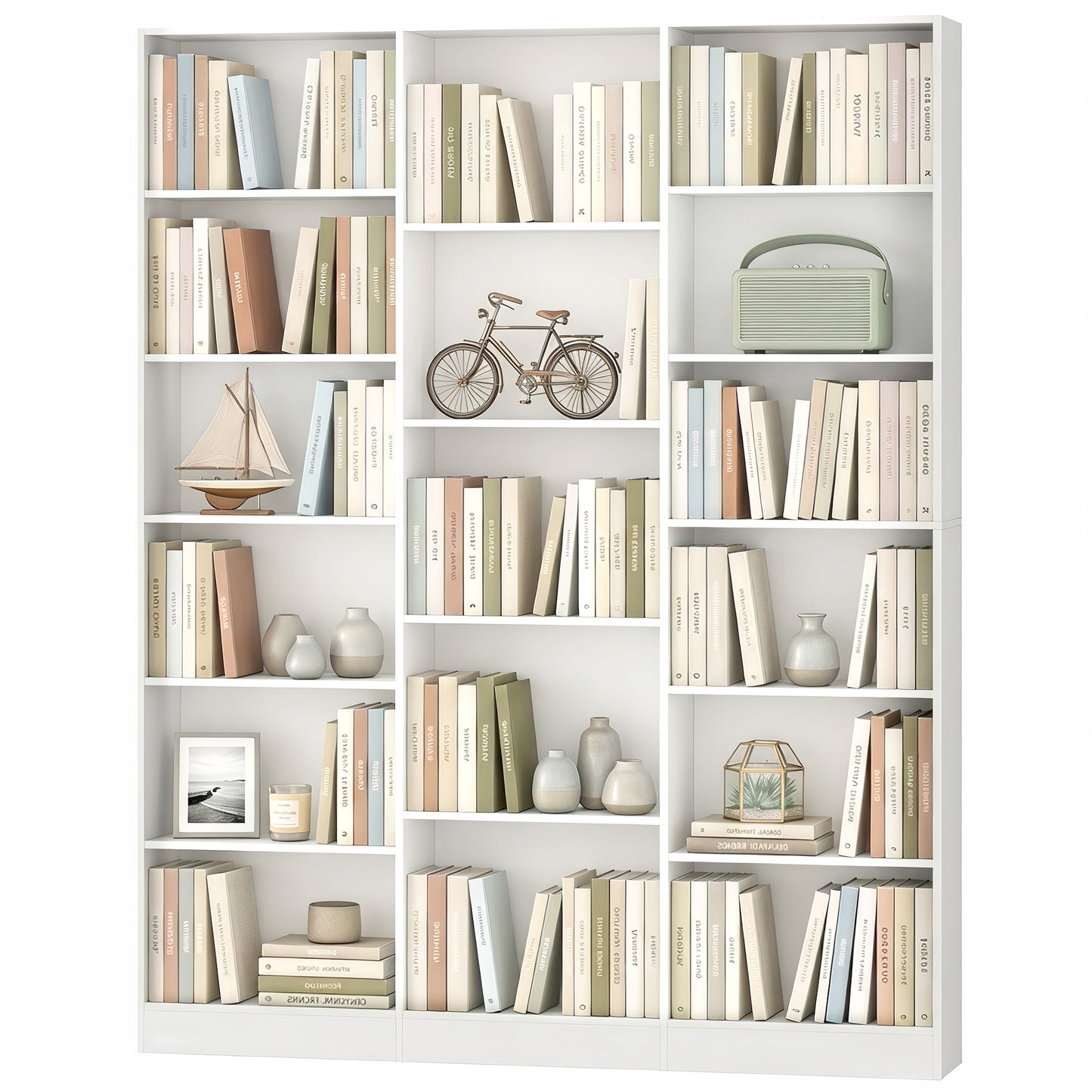 Bookcase Freestanding Open Storage Shelf with 17 Compartments