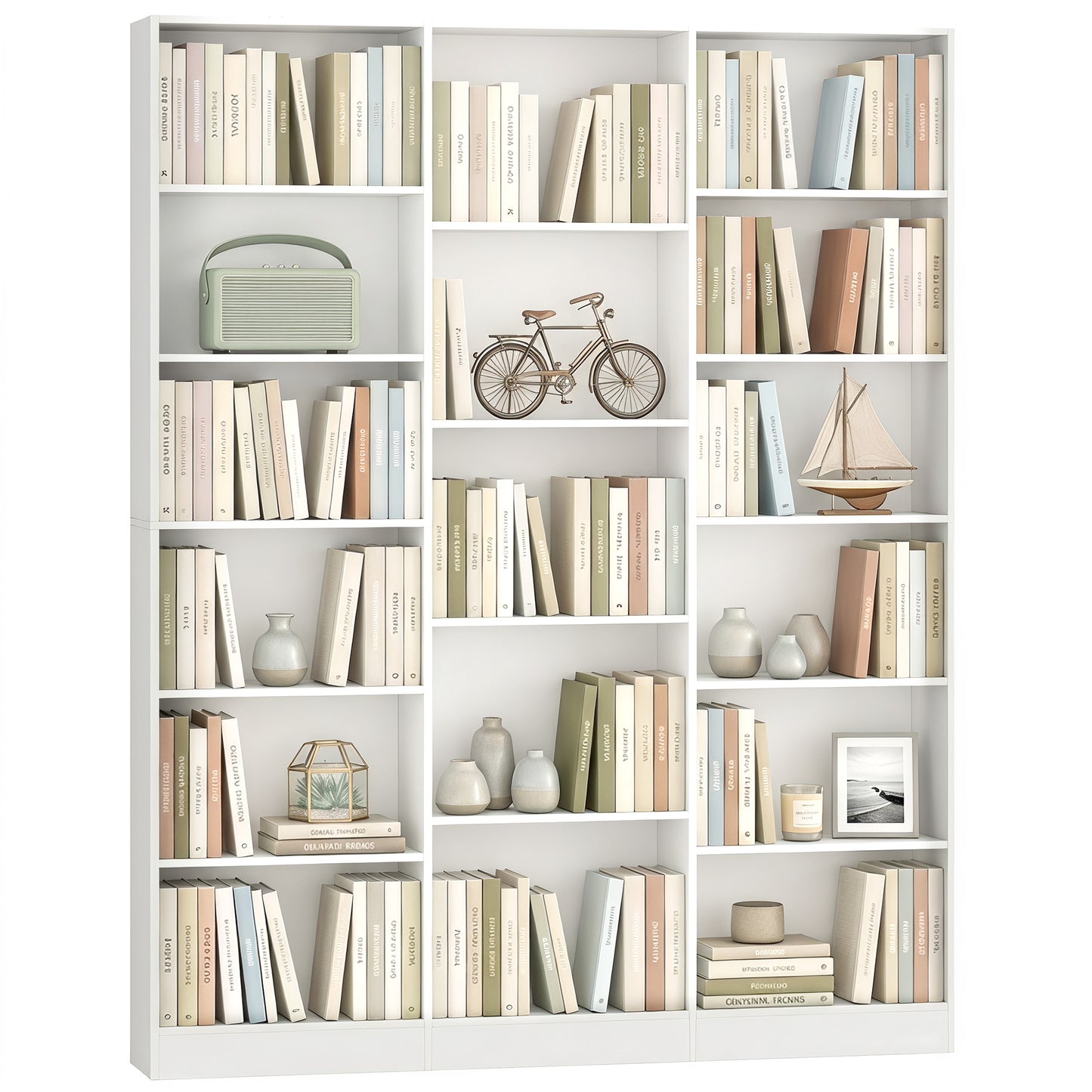 Bookcase Freestanding Open Storage Shelf with 17 Compartments