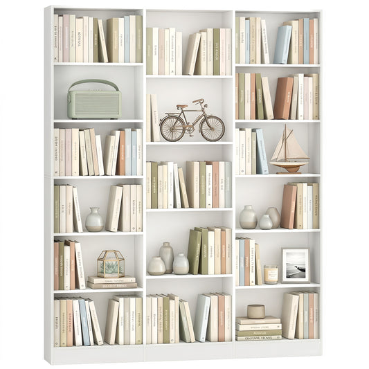 Bookcase Freestanding Open Storage Shelf with 17 Compartments