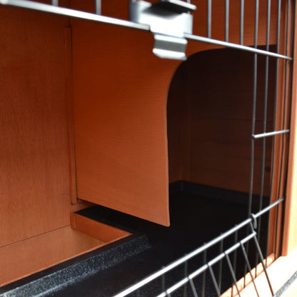Rabbit Hutch, 2-Tier Bunny Cage with No-Leak Tray & Ramp, Outdoor