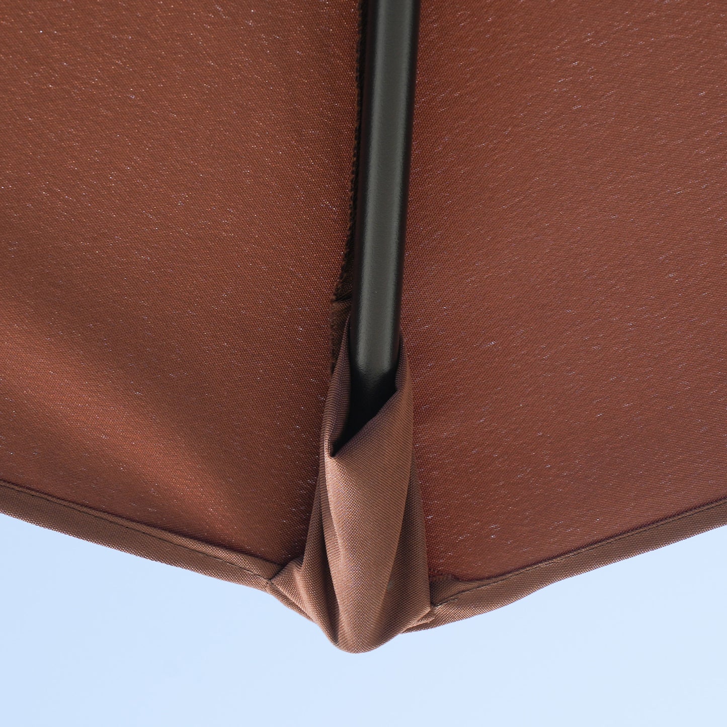 2m Half Parasol Market Umbrella Garden Balcony Parasol with Crank Handle, Base, Double-Sided Canopy, Coffee