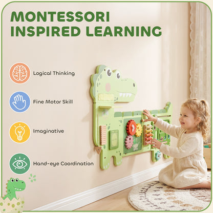 Busy Board Panels Wall Mounted Dinosaur, Green