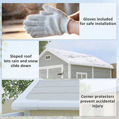 6 x 5ft Garden Shed, Plastic Shed with Floor, Window, Lockable Doors and Vents,  Light Grey