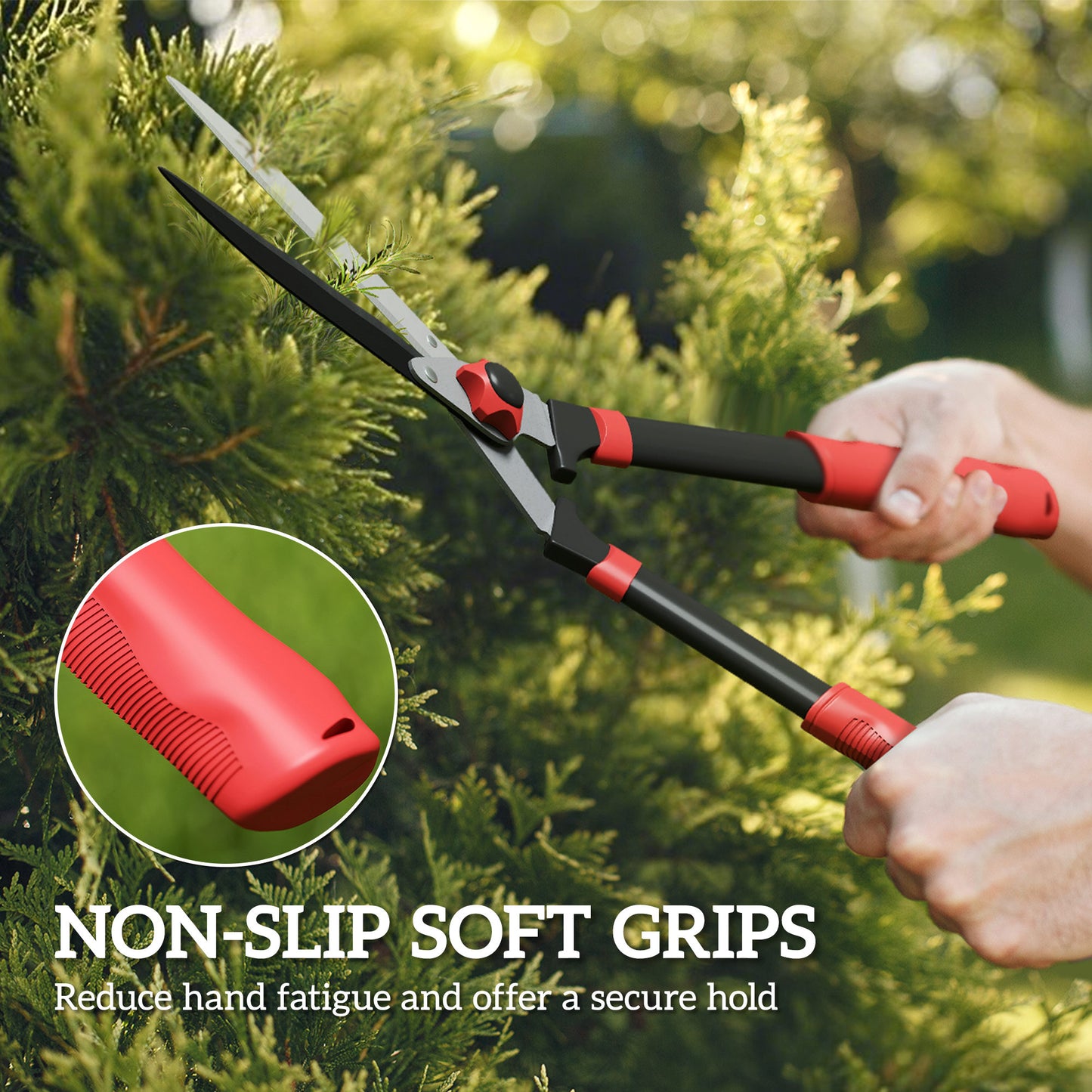 Garden Shears, 63.5 cm Hedge Shears with Tension Adjuster