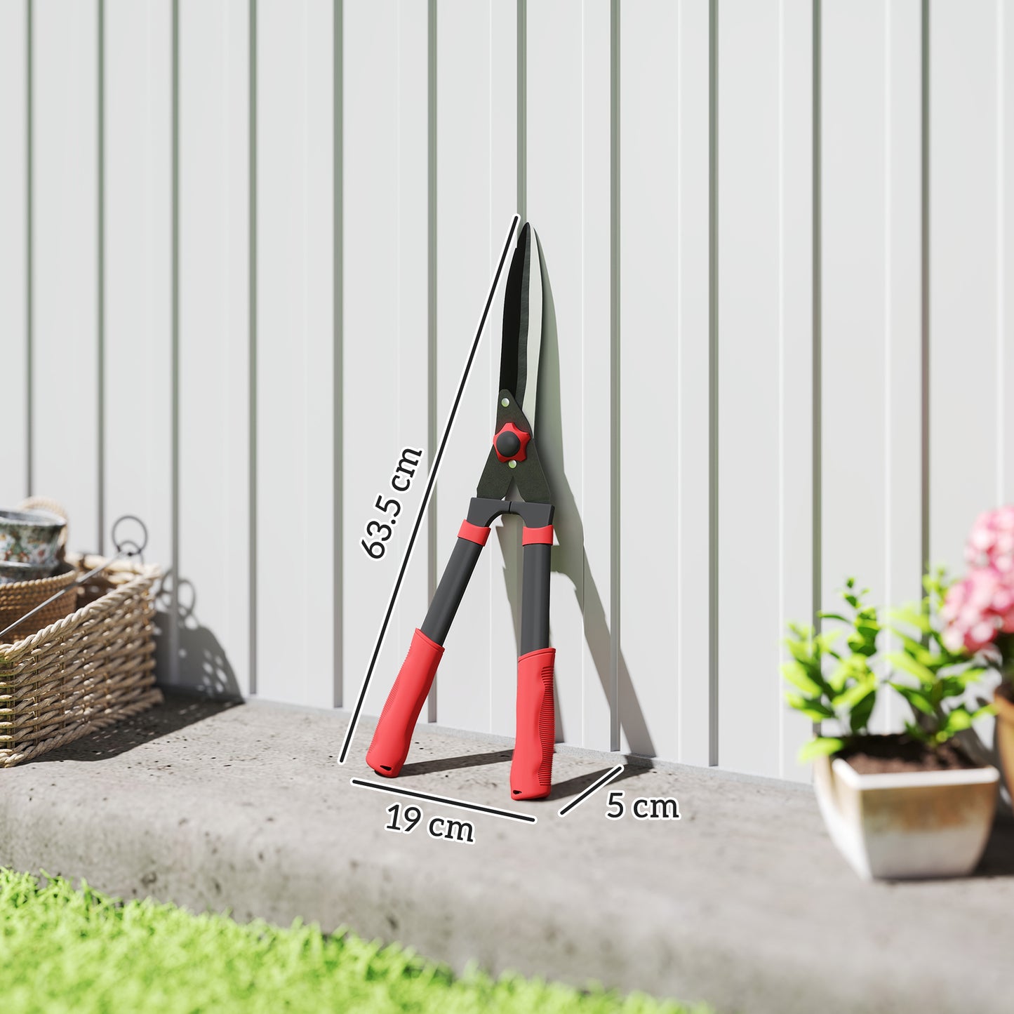 Garden Shears, 63.5 cm Hedge Shears with Tension Adjuster