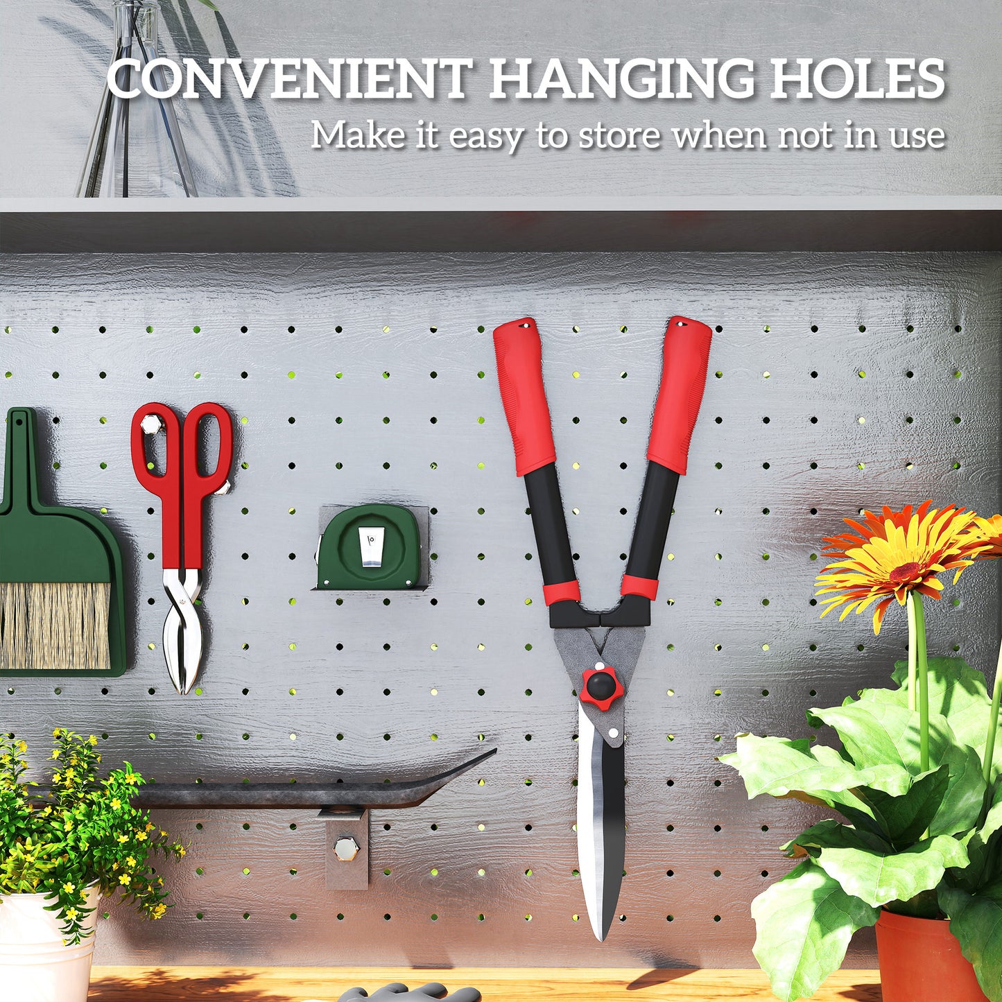 Garden Shears, 63.5 cm Hedge Shears with Tension Adjuster