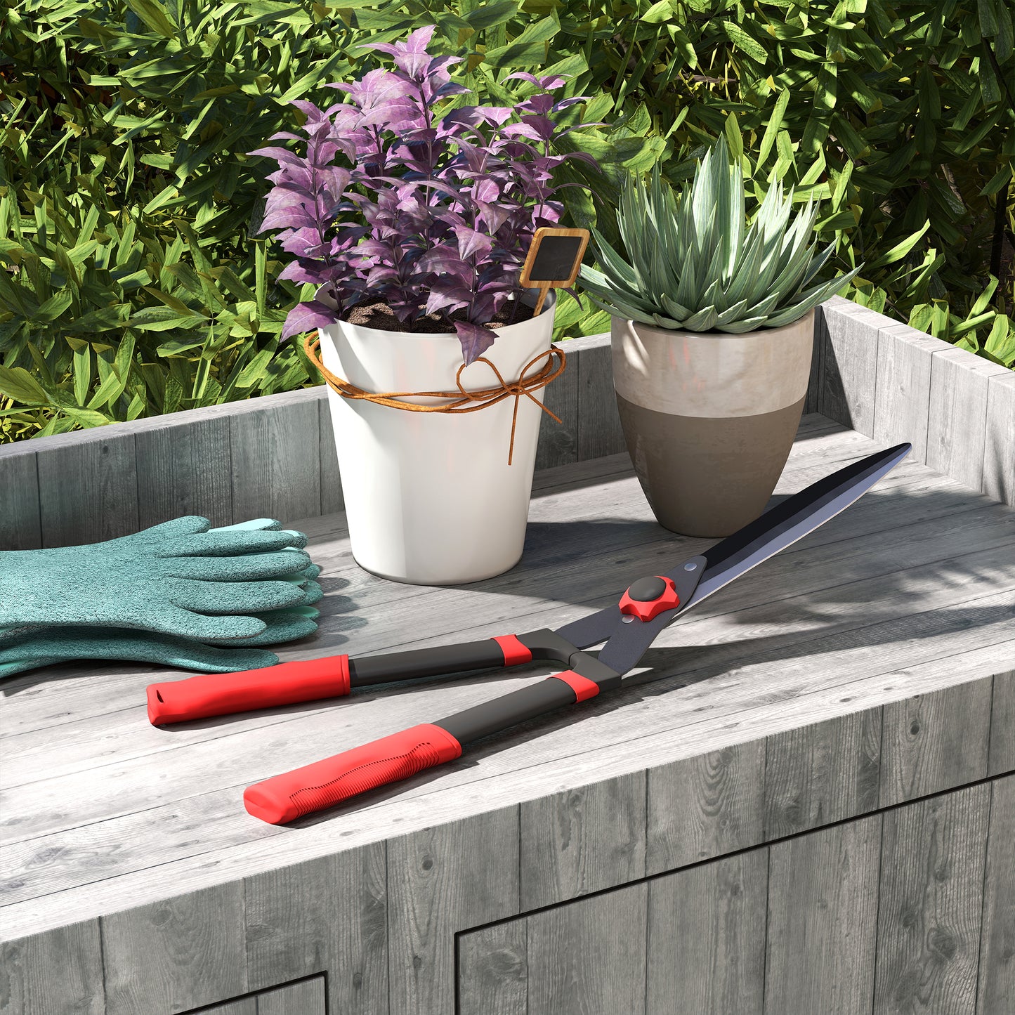 Garden Shears, 63.5 cm Hedge Shears with Tension Adjuster