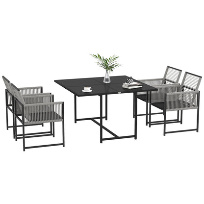 5 Pieces Patio Dining Set with Foldable Back, Light Grey