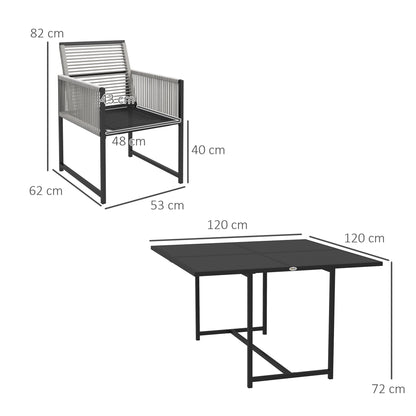 5 Pieces Patio Dining Set with Foldable Back, Light Grey